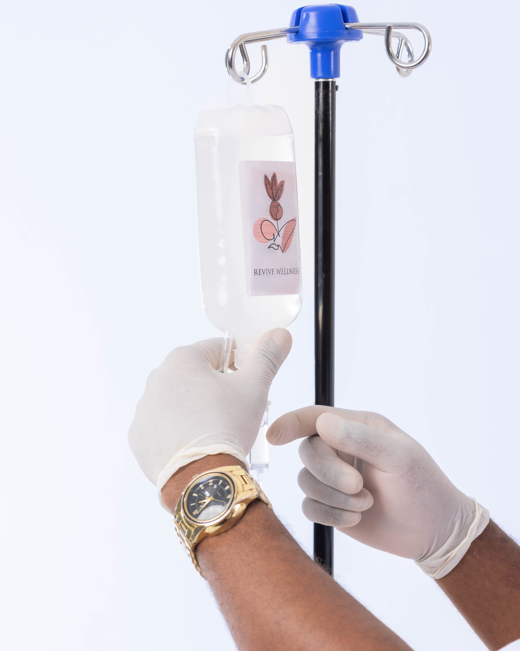 IV drip bag being prepared